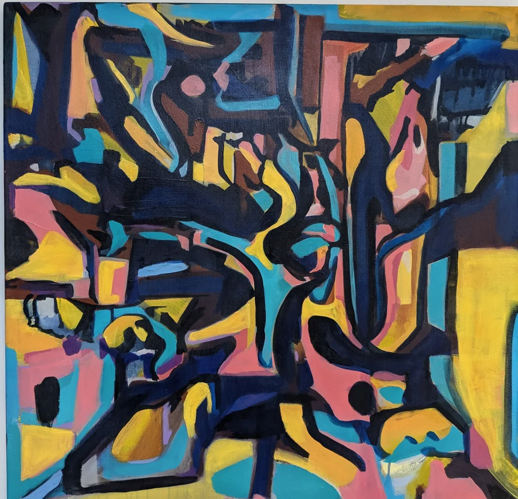 Same title as Post 4, different night. This Abstract Color Burst Canvas keeps the dark ground but trades the bright